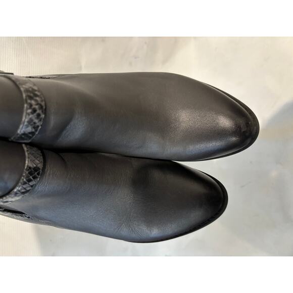 Vionic Upright Upton Black Snakeskin Buckle Heel Booties Womens Size 9 - Picture 5 of 7